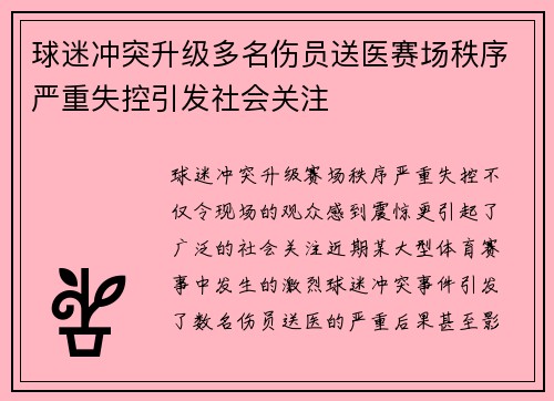 球迷冲突升级多名伤员送医赛场秩序严重失控引发社会关注